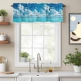 thumbnail image 2 of Summer Ocean Valance Curtain Seascape Blue Coastal Wave Green Tropical Pain Trees Window Valances Rod Pocket Short Curtains Window Treatments for Kitchen Bedroom Bathroom Laundry 60" x 14", 2 of 9