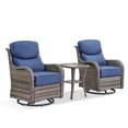 thumbnail image 3 of PARKWELL 3-Piece Outdoor Swivel Glider Chair with Side Table,Luxury High Back 6-Inch Thick Cushions Swivel Rocker Rocking Lounge Chair,Patio Bistro Set for Porch Deck Backyard,Gray/Navy, 3 of 10