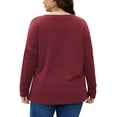 thumbnail image 5 of FlorCurve Plus Size Sweatshirts for Women Long Sleeve Crew Neck Pollover Sweatshirt Casual Tunic Shirts with Pockets, Burgundy 5XL, 5 of 7