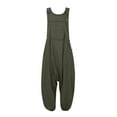 thumbnail image 4 of QUYUON Cargo Pants for Women Sale Sleeveless Loose Cotton Long Playsuit Jumpsuit Pants Trousers Motorcycle Pants Long Pant Leg Length Casual Style P1944 Army Green 4XL, 4 of 5