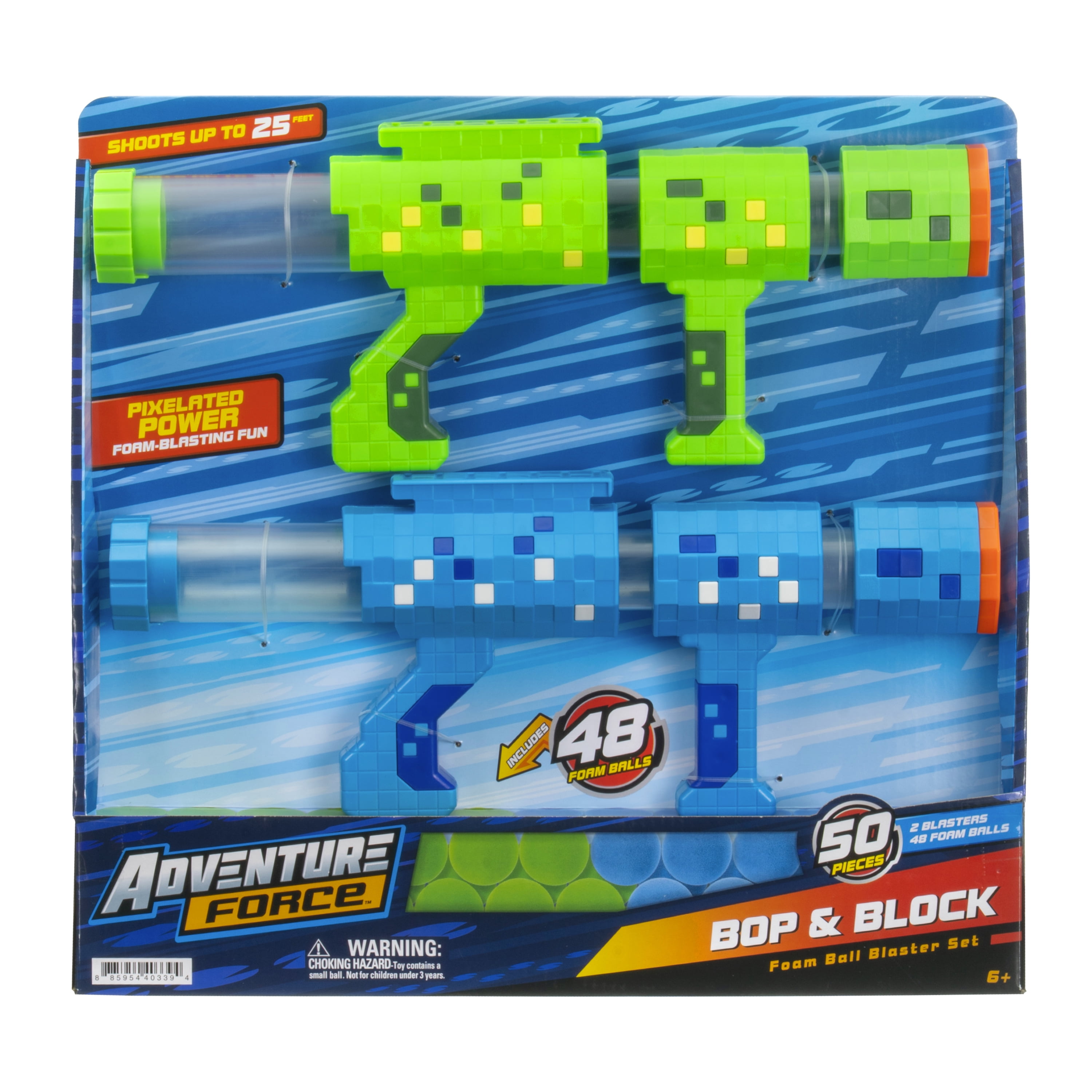 Adventure Force Pop Block Foam Ball Blaster Set, PumpActi