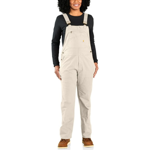 Carhartt Women's Rugged Flex&Reg; Loose Fit Canvas Bib Overalls Natural L REG