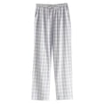 thumbnail image 2 of cfhntfmh Women's Cotton Pajama Pants Lightweight Sleep Lounge Bottoms Plaid Elastic Waist Drawstring Sleepwear with Pockets, 2 of 7