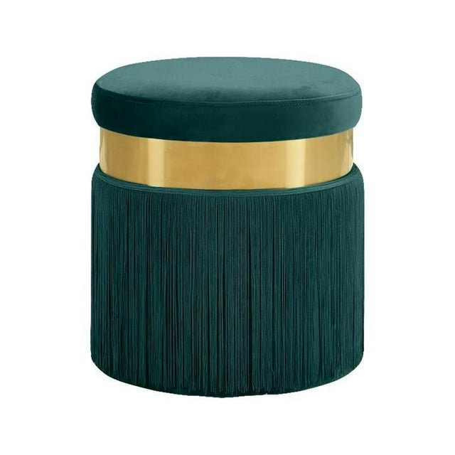 Meridian Furniture Yasmine Ottomane/tabouret Contemporain en Velours Vert