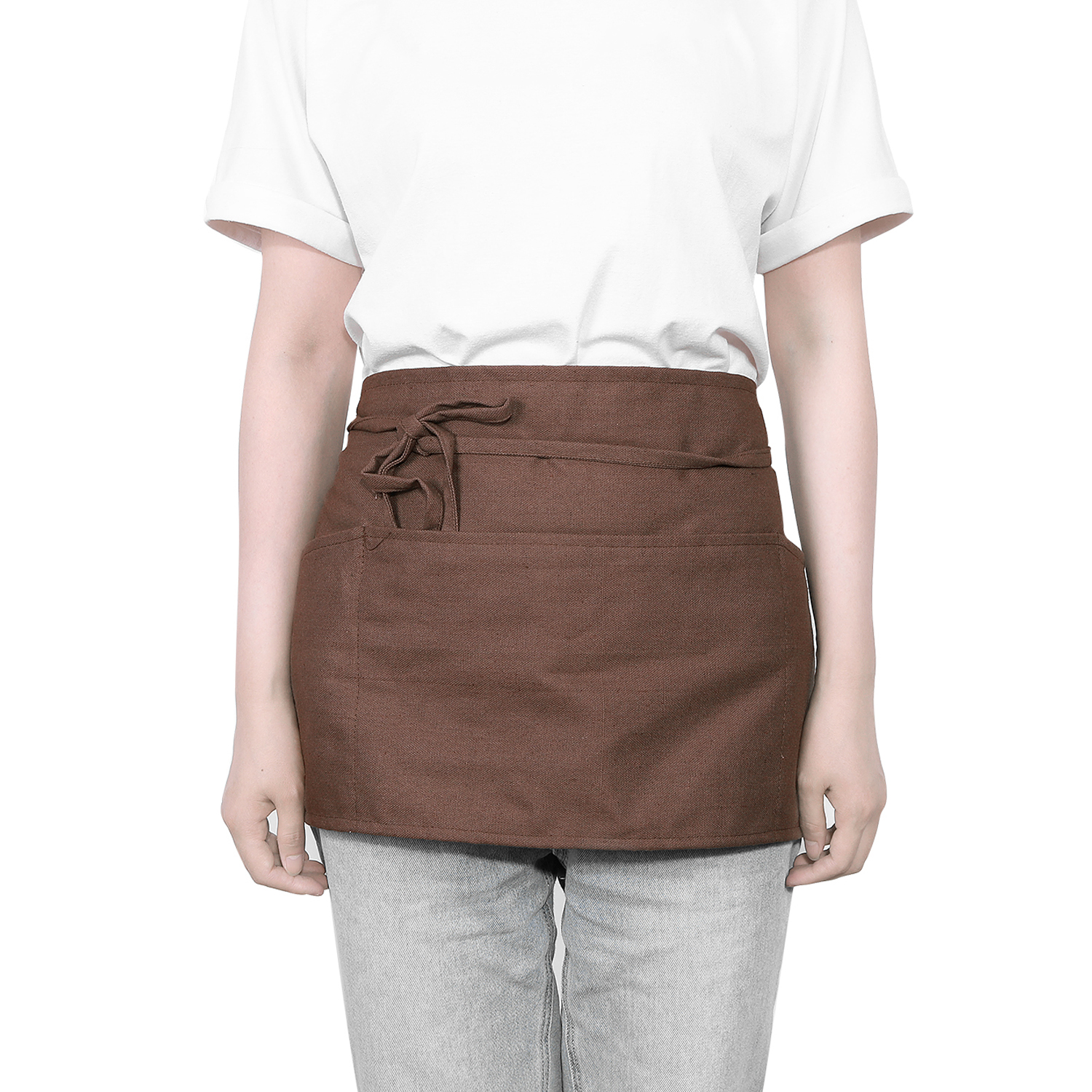 Waist Apron with 3 PocketsWaitress Server Short Half Apron for Men