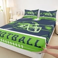 thumbnail image 3 of jejeloiu Rugby Game Queen Sheet Sets,Green Blue Helmet Bed Set For Football Gamer 4pcs, 3 of 7