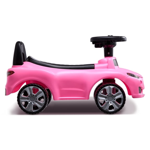 KFFKFF Toddler Push Car, 1-3 Years, Ride Racer, Convertible Sit-to-Stand Toy, Children's Riding Car with Musical Steering & Storage, Pink Ride-On for Kids
