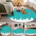 thumbnail image 6 of Teal Green Painting Round Living Room Rugs 3.3 ft, Abstract Art Teal Painting Washable Area Rug with Non-Slip Sturdy Edge Binding Round Front Door Mat Floor Carpet for Entryway, 6 of 9