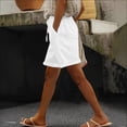 thumbnail image 7 of JJHGVB Womens Linen Shorts High Waisted Wide Leg Lounge Shorts Linen Bermuda Shorts for Women Flowy Shorts Below the Knee Women Linen Shorts Pure Color Shorts Beach Boho Casual Pants White 1 S, 7 of 7