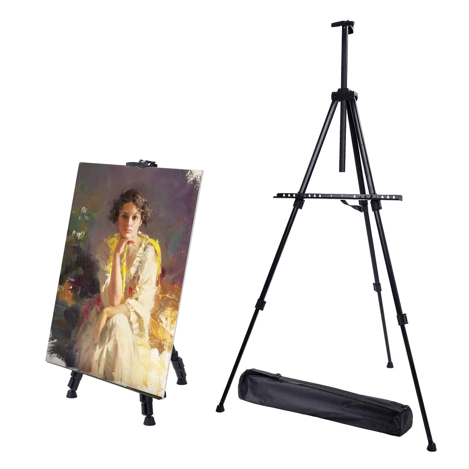 Sodial White Board Artist Telescopic Field Studio Painting Easel Tripod Display Stand, Black