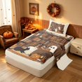 thumbnail image 2 of Homewish Halloween Spooky Animal Twin Sheets, Pumpkin Lantern Ghost Bedding, Beige Brown Orange, 3 Pieces (1 Flat Sheet, 1 Fitted Sheet and 1 Pillowcase), 2 of 6
