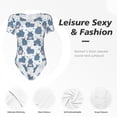thumbnail image 4 of Saiise Mignon Motif d'Hippopotames Grenouillère à Manches Courtes pour Femmes Pyjama Col Rond Justaucorps Extensible avec Fermeture à Pression-TTTG, 4 of 7
