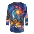 thumbnail image 5 of JURANMO Merry Christmas Women's 3/4 Sleeve Shirts Fashion Glitter Christmas Tree Print Casual Holiday Party Tops Casual Crewneck Pullover Tees Deals of the Day X-Multicolor#Fashion Holiday Top XXXL, 5 of 6