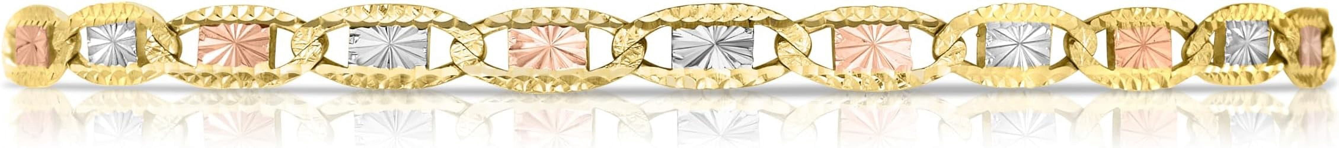 Floreo 10k Tri-Color Gold 4.2mm Valentino Link Chain Necklace