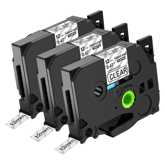 NineLeaf 3 Pack Compatible for Brother P-touch TZe-131 TZe131 TZ-131 TZ131 12mm Clear Laminated Label Tape 0.47" x 26.2 ft (12mm x 8m)