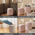 thumbnail image 5 of Round Set of 2 Ottoman with Storage-Upholstered Velvet Vanity Stool for Makeup Multifunctional Ottomans Coffee Table Padded Seat Foot Rest for Living Room&Bedroom (Pink), 5 of 12