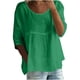 thumbnail image 3 of Camisas para mujer,Camiseta de lino con cuello en V para mujer, manga 3/4, cuello redondo, mezcla de poliéster, estilo informal, sopatenor, 3 of 9