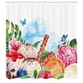 thumbnail image 3 of Ambesonne Tropical Shower Curtain, Dessert and Flower Art, 69"Wx84"L, Multicolor, 3 of 5