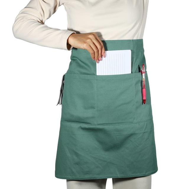 Delantales Únicos Bargains Delantal de Cintura con Bolsillos Delantales de Camarero para Mujeres y Hombres Verde Claro 27.56"x19.69"
