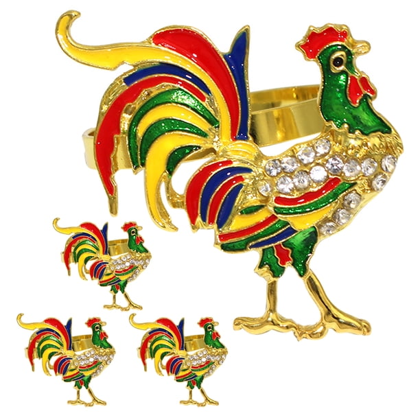 4 Uds. Anillos de Metal para servilletas de gallo, hebillas para servilletas de gallo de Pascua, hebillas para servilletas de mesa de comedor
