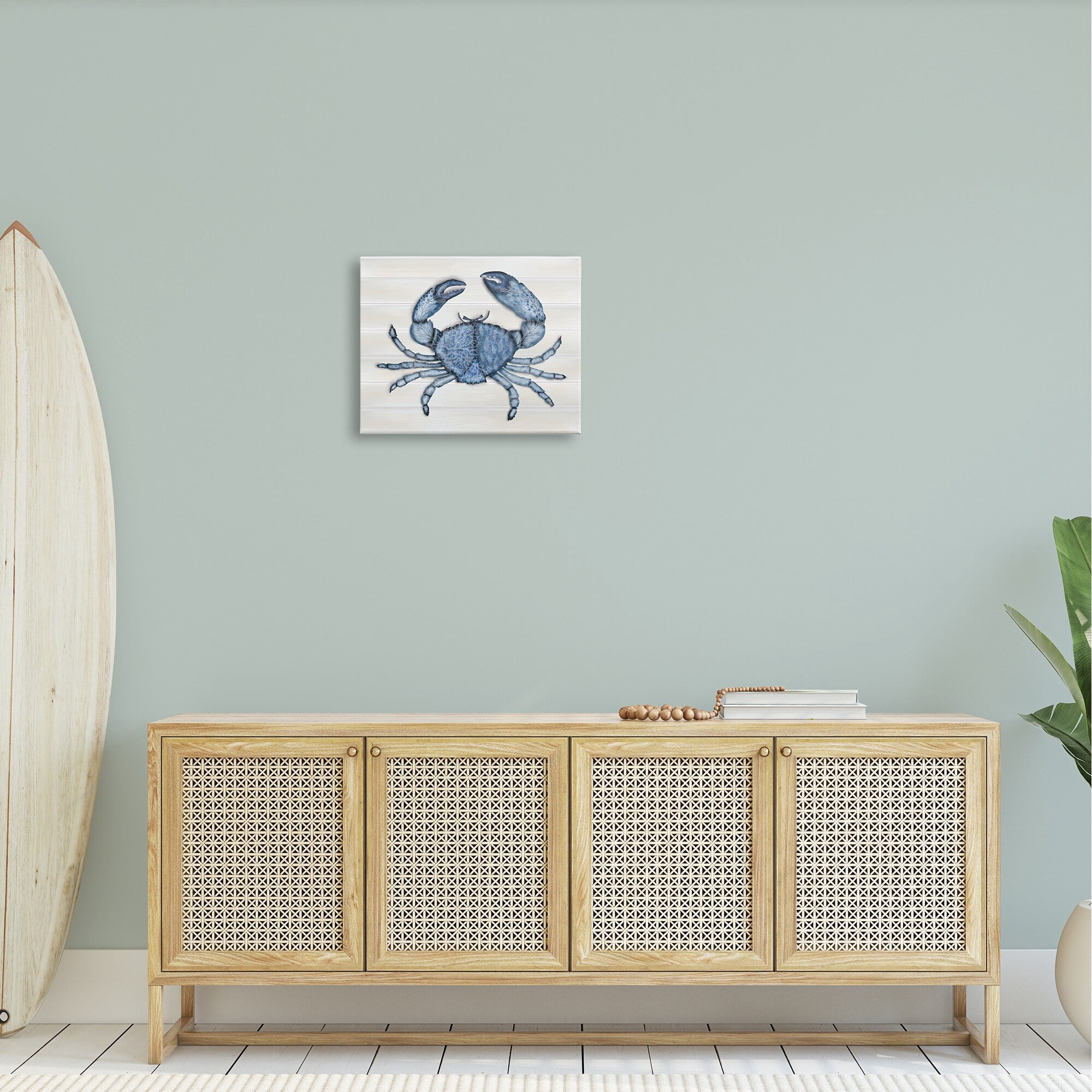 Stupell Industries Detailed Blue Crab Grainy Pattern Aquatic Botanicals Graphic Art Gallery Wrapped Canvas Print Wall Art, Design by Darlene Seale