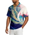 thumbnail image 4 of Tie Dye Polo Shirts for Men Henley Short Sleeve Cotton Linen Tees Causal Vacation Loose T Shirts, S, 4 of 6