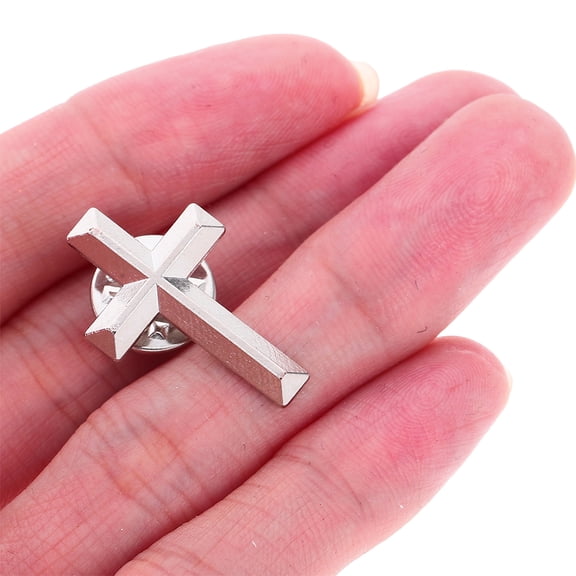 WEUVEB 12Pcs Plated Silver Alloy Cross Lapel Pins Unique Design for Sweater Jacket and Hat Accessories