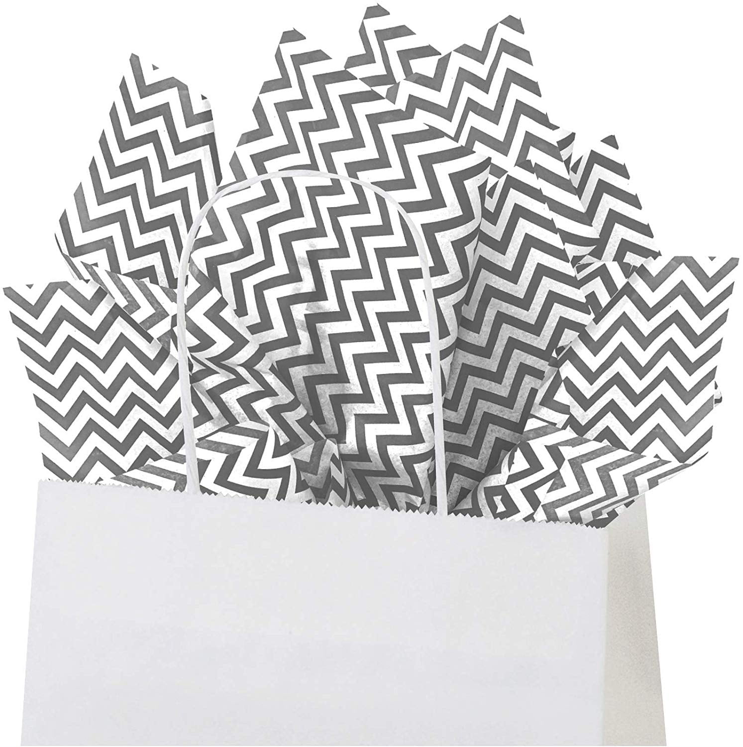 Gray Chevron Tissue Paper, 15"x20", 100 ct