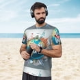 thumbnail image 4 of Wukai Travel Around The World Print Men's Short-Sleeved Mesh T-Shirt,Quick-Dry Short Sleeve Workout T-Shirt-Small, 4 of 8