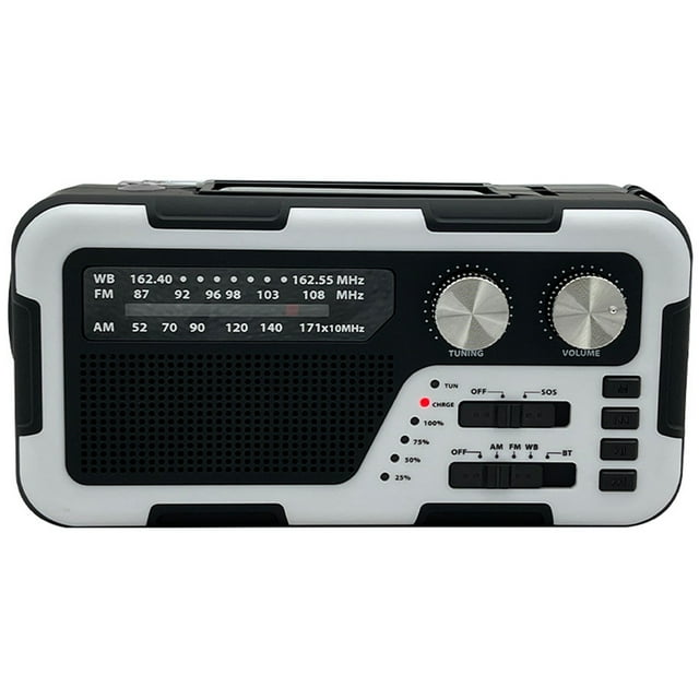 BotaniNest Portable Hand Crank Solar Radio Speaker AM/FM/NOAA Weather Radio 5000mAh Power Bank 300 Flashlight With For Outdoor Use