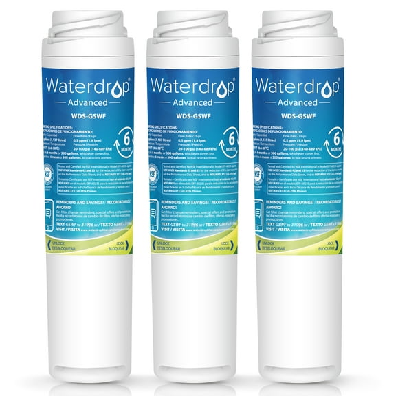 Waterdrop GSWF Refrigerator Water Filter, NSF 53&42 Certified to reduce 99% Lead, Compatible with GE GSWF SmartWater 238C2334P001, Kenmore 46-9914, 469914, 9914 (Pack of 3)