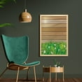 thumbnail image 2 of Flower Wall Art with Frame, Daisy Leafs and Water Droplets Wood Fence Spring Nature Themed Computer Drawing, Printed Fabric Poster for Bathroom Living Room, 23" x 35", Green Brown, by Ambesonne, 2 of 2