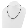 thumbnail image 4 of Stainless Steel Cord & Leather Necklace Chain Chisel Polished Black IP-plated 20 inch 11.5 mm, 4 of 5