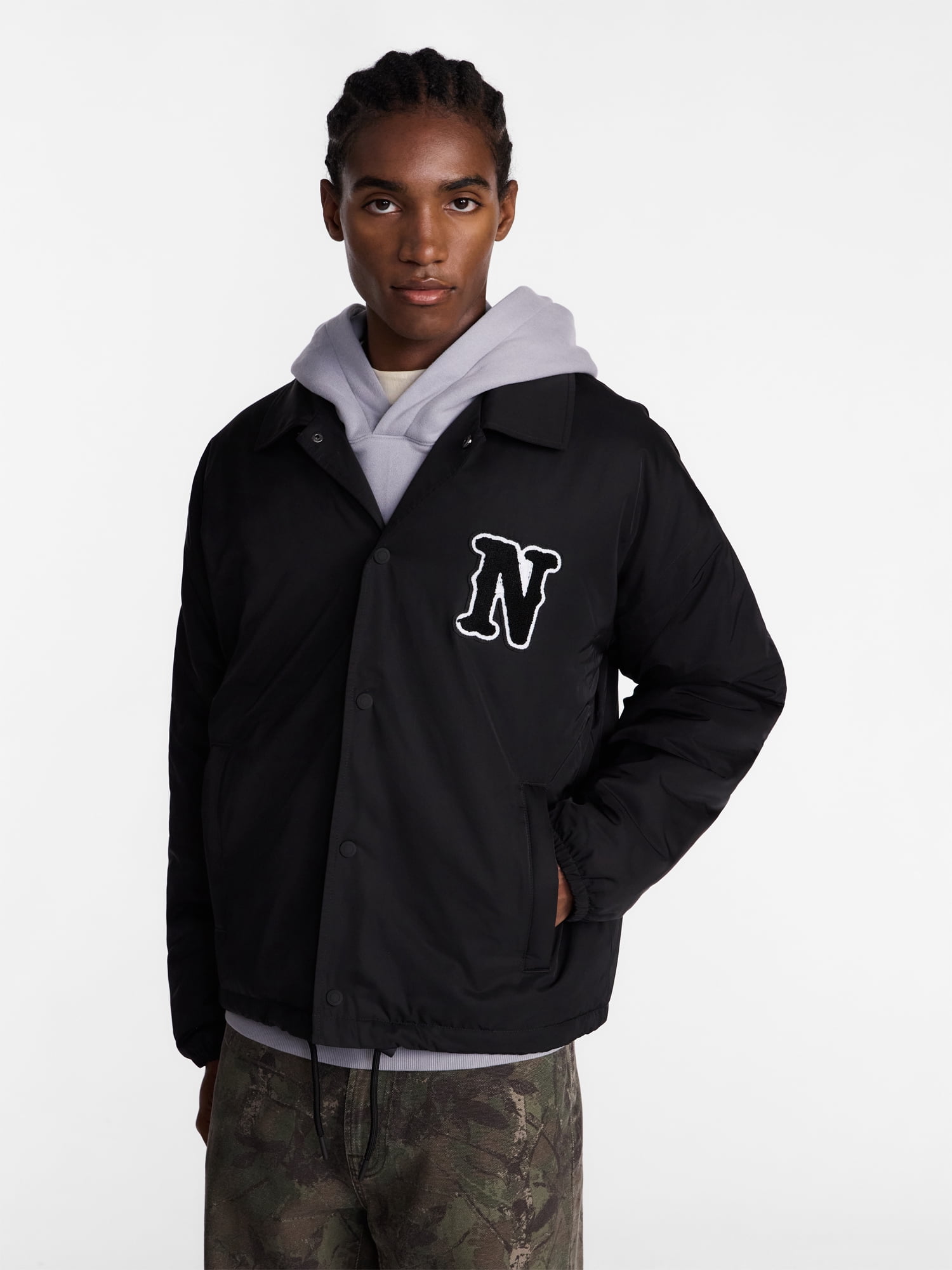 No Boundaries Coaches Jacket with Long Sleeves, Men's S-3XL