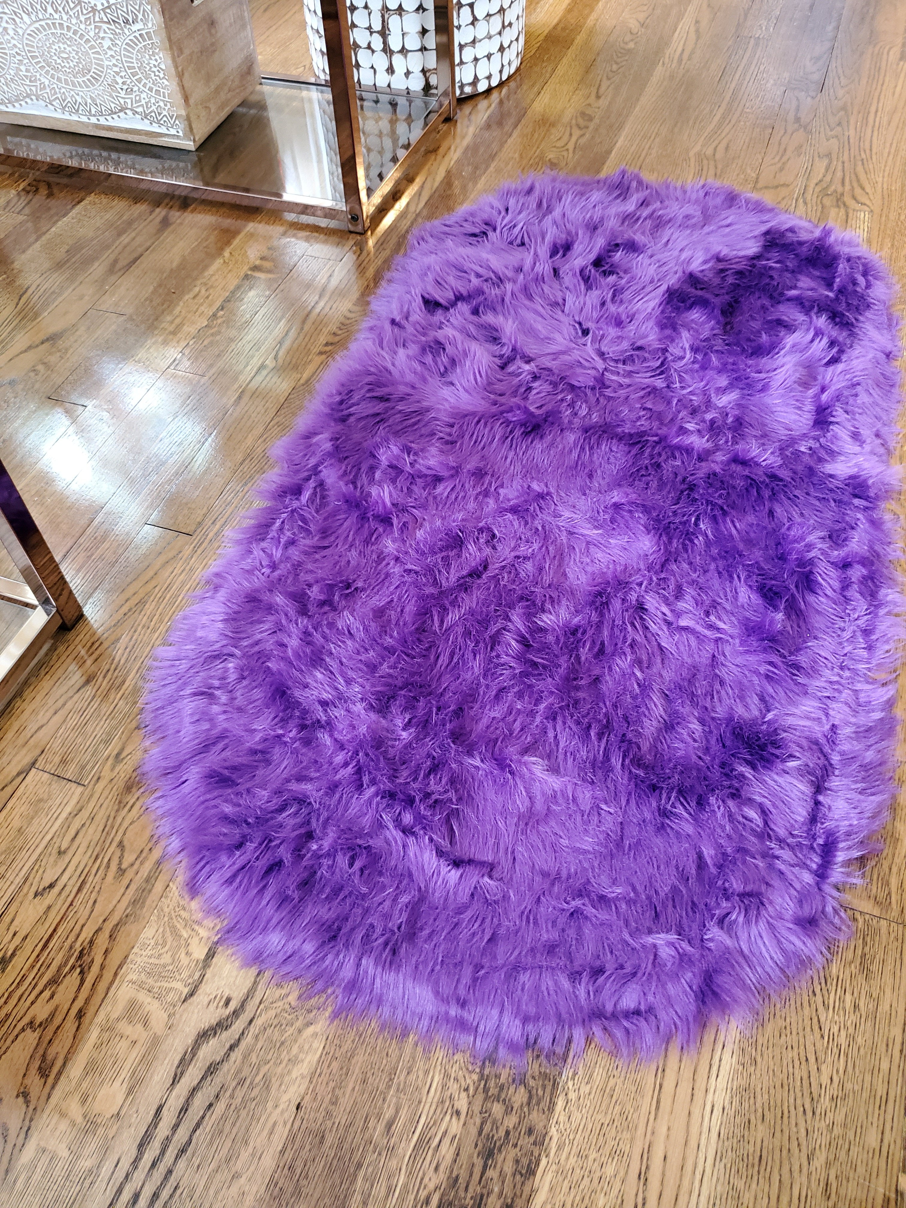 Luxury Faux Fur Sheepskin Soft Area Rug 2ft x 4ft Oval Thick Pile