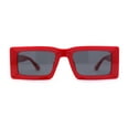 thumbnail image 2 of Minimal Squared Rectangle Plastic Mod Plastic Sunglasses Red - Black, 2 of 4