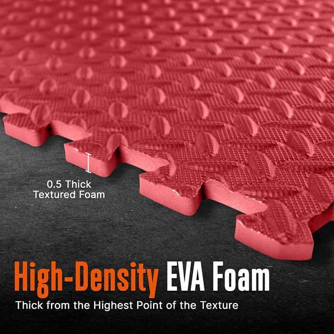 Thick Puzzle Exercise Mat, 10 Pcs EVA Foam Interlocking Tiles for Gym Equipment and Cushion for Workouts, Durable Non-Skid Texture, Easy to Assemble, Red