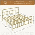 thumbnail image 3 of Topeakmart Metal Bed Frame Spindle Headboard and Footboard, Antique Gold, King, 3 of 7