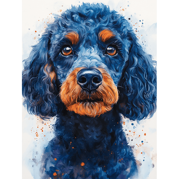 Qisvanset 12x16 Inch Blue Poodle Pet Canvas Wall Art, Dog Lover Art Illustration Decor for Living Room Household