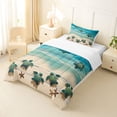 thumbnail image 2 of jejeloiu Watercolor Sea Turtle Twin Comforter Sets,Beach Starfish Print Bedding Set For Boys,Blue White,2-Piece,1 Comforter and 1 Pillowcase, 2 of 7