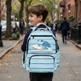 thumbnail image 5 of FKELYI Kids Backpack for Girls Boys Schoolbag Blue Stripe Sea Turtle Print 17 Inch School Bookbag with Multi-Pockets Travel Rucksack Knapsack for Hiking Camping, 5 of 7