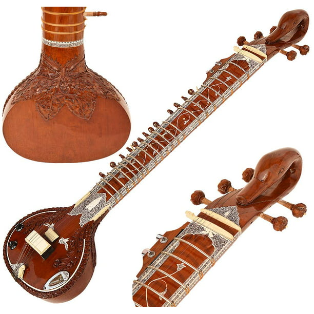 nationalsang Årvågenhed Badeværelse Sitar Designer by Ganpati Musicals~Tun Wood-7 Strings~Traveler~Flat  Back~Swan Neck - Walmart.com