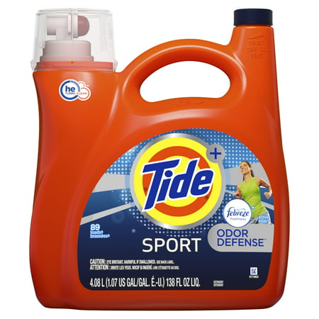 Tide Plus Febreze Sport Odor Defense HE Turbo Clean Liquid Laundry Detergent, 138 fl oz 89 (Best Smelling Clothes Detergent)