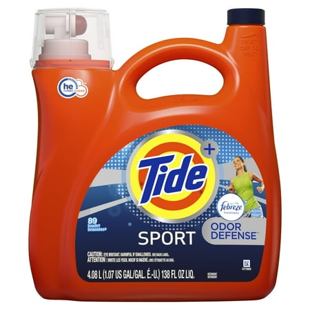 Tide Plus Febreze Sport Odor Defense HE Turbo Clean Liquid Laundry Detergent, 138 fl oz 89 (Best Detergent For Sweaty Clothes)