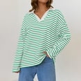 thumbnail image 4 of Axiiglly Long Sleeve Shirts for Women Trendy Striped Shirt Loose Crewneck Pullover Tunic Tops Casual Patchwork Soft Lightweight Sweatshirt, 4 of 8