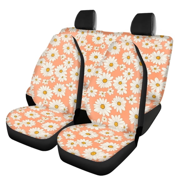 Pzuqiu Car Seat Cover Full Set, Compatible with SUV Seats Sedan Seats, Car Seat Covers Full Set for Trucks Sedans Easy to Install, Daisy Pattern Design