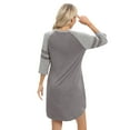 thumbnail image 6 of WBQ Women's Nightgown, Raglan 3/4 Short Sleeve Sleep Shirt Crew Neck Nightshirts Loose Comfy Pajamas Dress Casual Sleepwear Gray S-2XL, 6 of 9