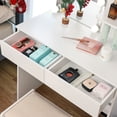 thumbnail image 3 of USIKEY Vanity Table Set for Gift with 10 Hollywood Style Lights, Dressing Vanity Table with 2 Long Shelves and 2 Big Drawers, Makeup Table with Cushioned Stool for Women, Girls, Bedroom, White, 3 of 10