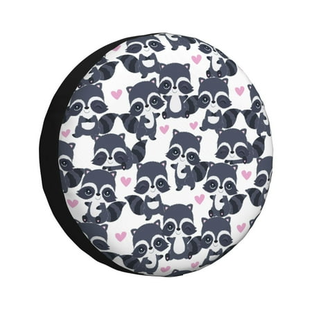 Gaeub Cartoon Raccoon 14-17in Tire Cover Spare Tire Cover for Camper Caravan Trailer Car Truck SUV Jeep-17 inch