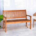 thumbnail image 1 of Gymax 50'' Wooden Bench Loveseat Patio Garden Outdoor w/ Armrest & Backrest, 1 of 7